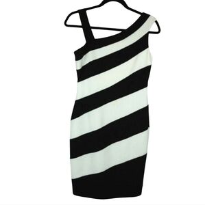 Joseph Ribkoff Black and White Striped Mini Dress